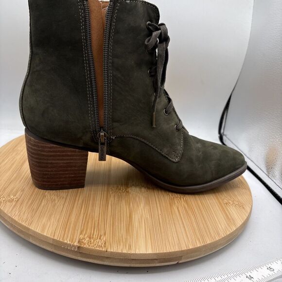 AETREX Stella Olive Green Suede Lace up Zip Ankle Boot EU 42 US 11 Arch Support - Picture 11 of 12